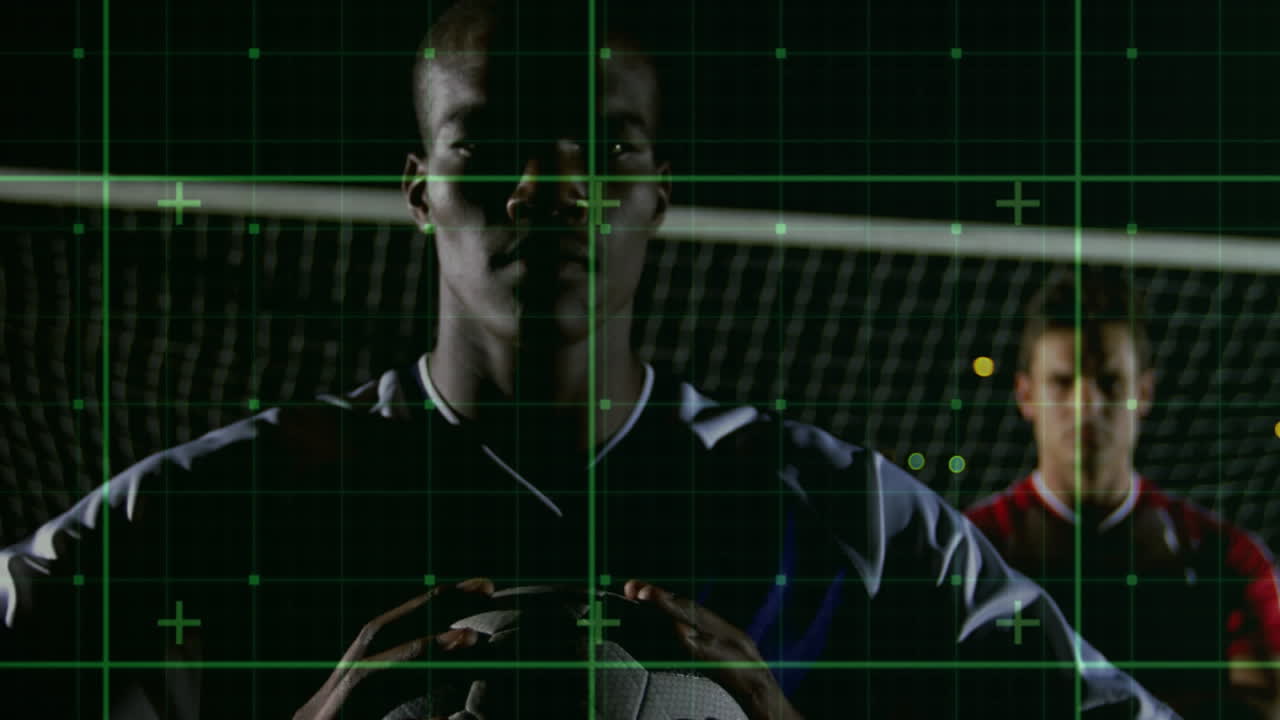 Network connected points with soccer players