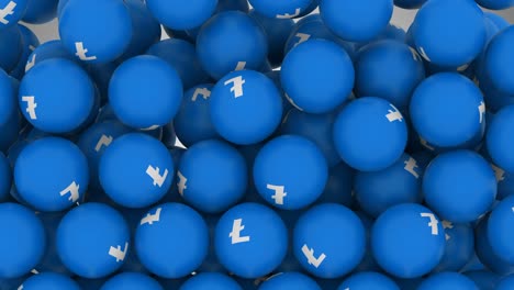 animación de bucle de bolas que caen con el símbolo de litecoin