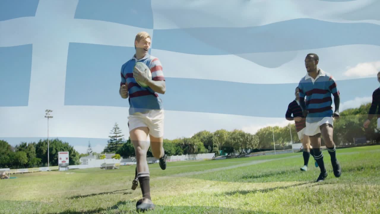 Ragbista držící míč, reagující na útočícího protihráče, odrážející dotírajícího hráče a uhánějící k pětce.