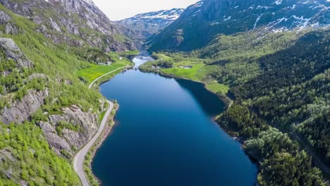 aerial footage beautiful nature norway.