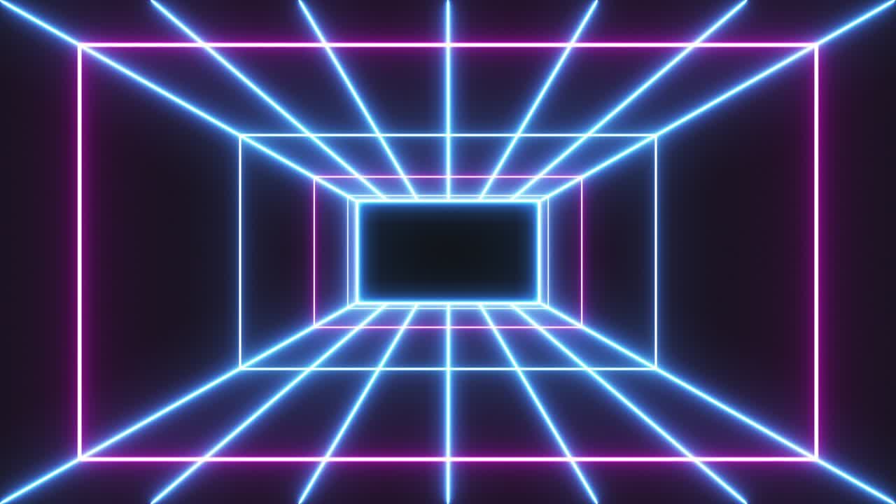 4K Abstract Rectangle Neon Lines Infinity Zooam VJ Loop Background Loop Animation. render neon abstract futuristic hi-tech motion background.