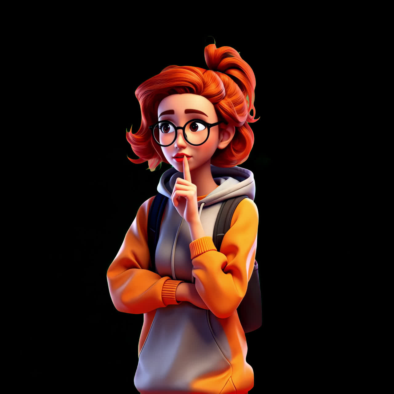 Animated character pondering thoughtfully animation isolated asset, transparent 4K video, alpha