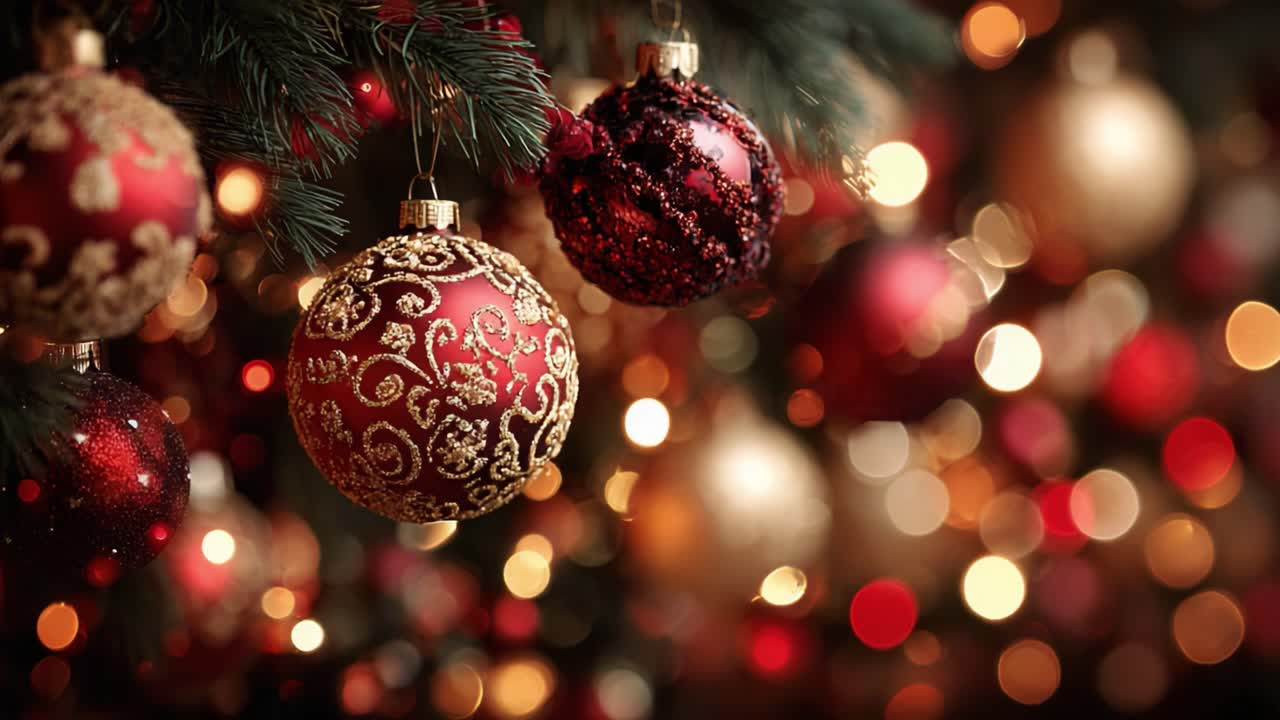 Una festa di decorazioni natalizie: cattura lo spirito gioioso delle feste con decorazioni scintillanti e luci brillanti su un bellissimo albero
