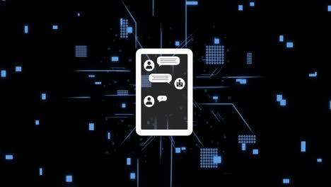 animación del procesamiento de datos de la ia a través de chat bot y placa de circuitos informáticos