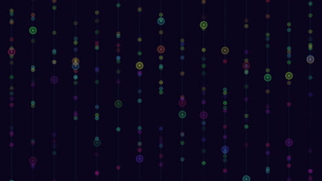 colorful floating dots on black background in circular pattern