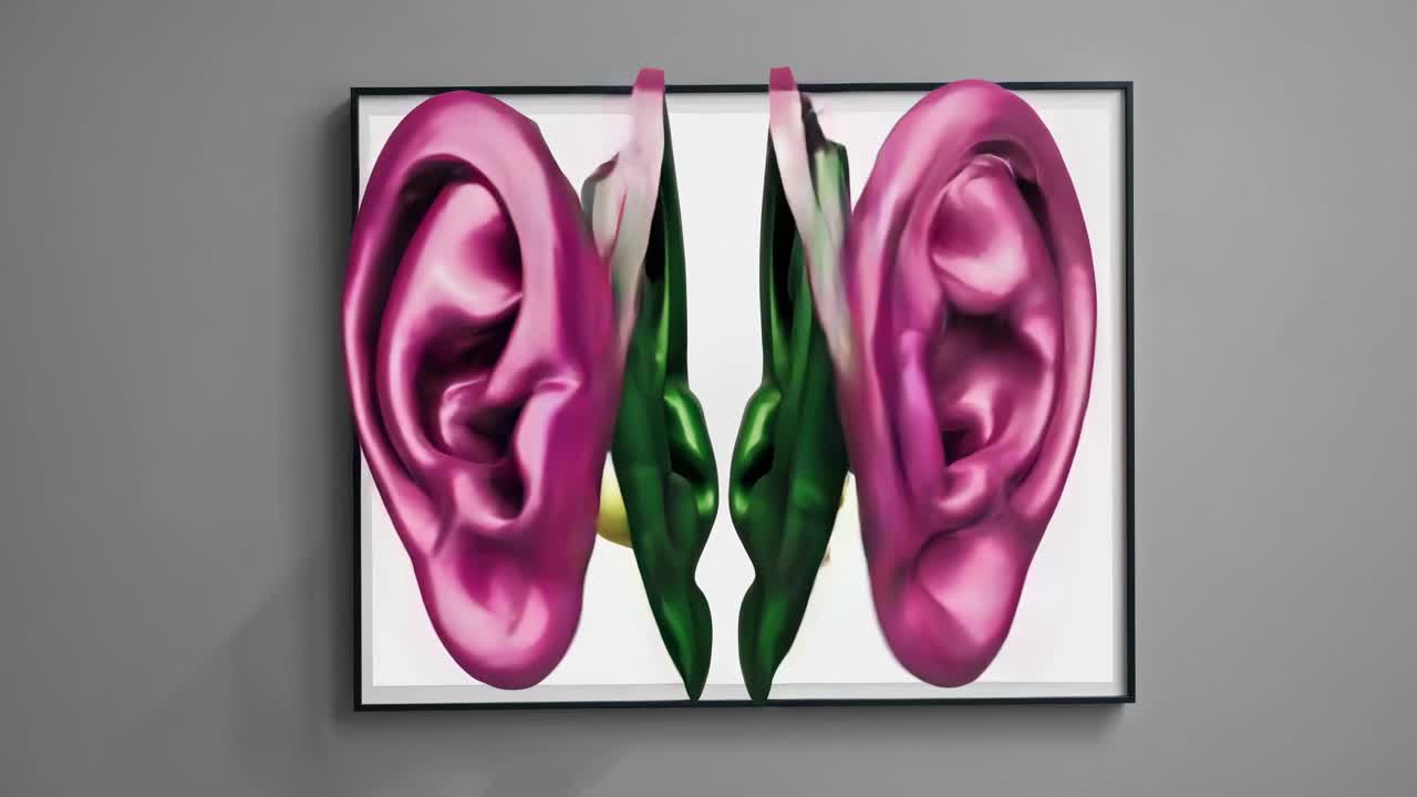 orejas simétricas en una pieza de arte enmarcada