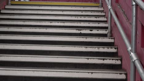 empty urban steps at train station wide shot