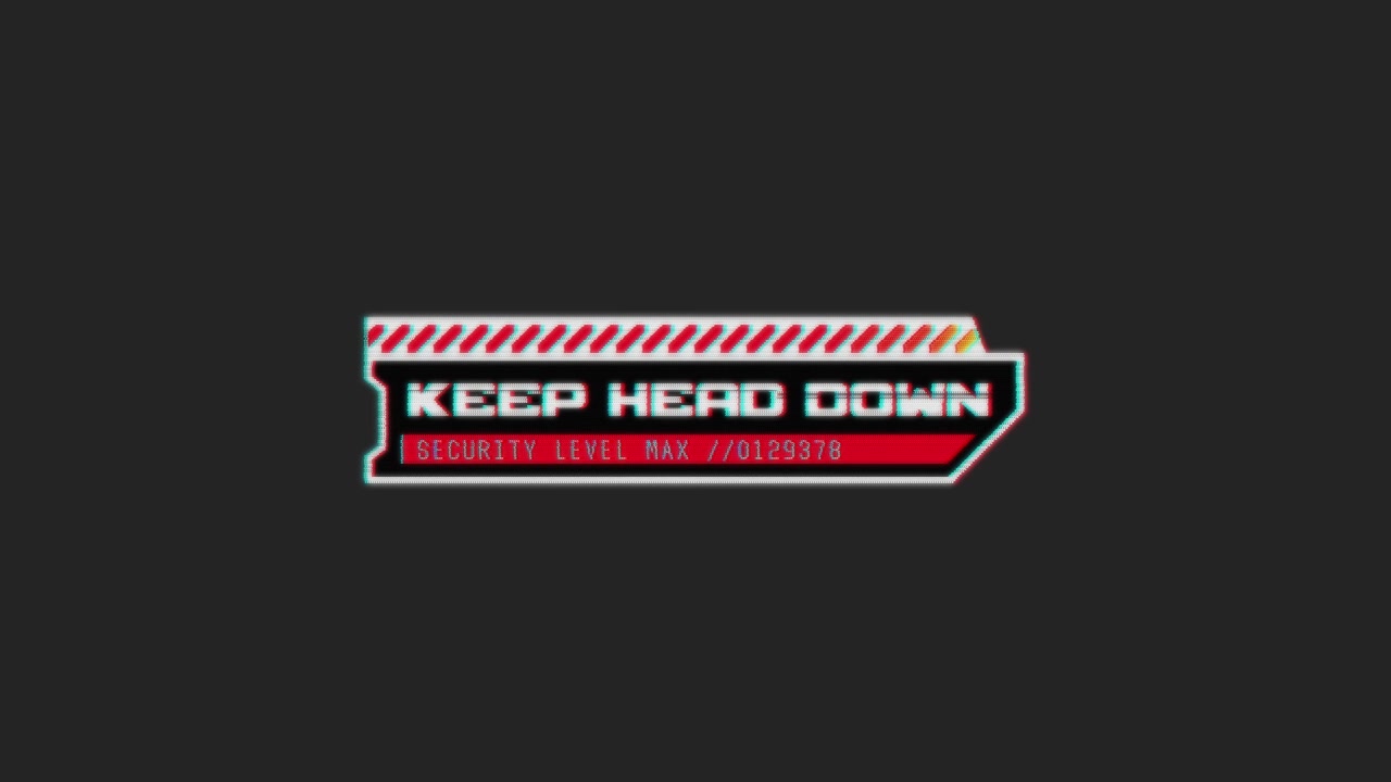 Retro Pixelated Security Alert with 'Keep Head Down' Message