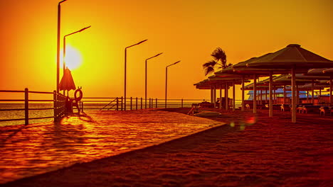 Timelapse-De-La-Playa-Tropical-De-Verano,-Hora-Dorada