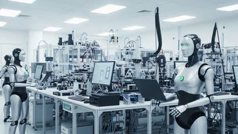 advanced robotics in a high-tech laboratory: a glimpse into the future of automation and intelligent machines enhancing efficiency and precision in manufacturing processes