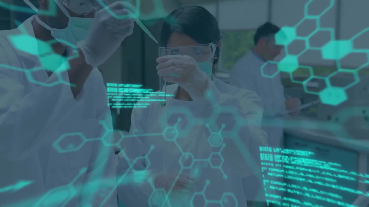 Animation of scientific data processing over diverse scientists in laboratory