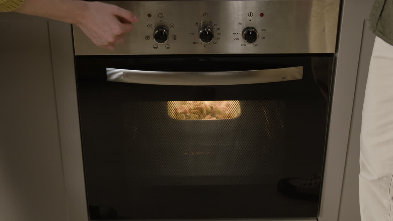 Food being cooked in oven