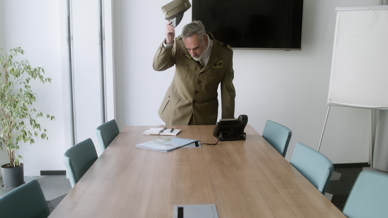 Old man entering in the office