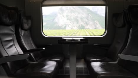 Empty-business-class-seats---travelling-through-Switzerland-with-train-through-scenic-landscapes