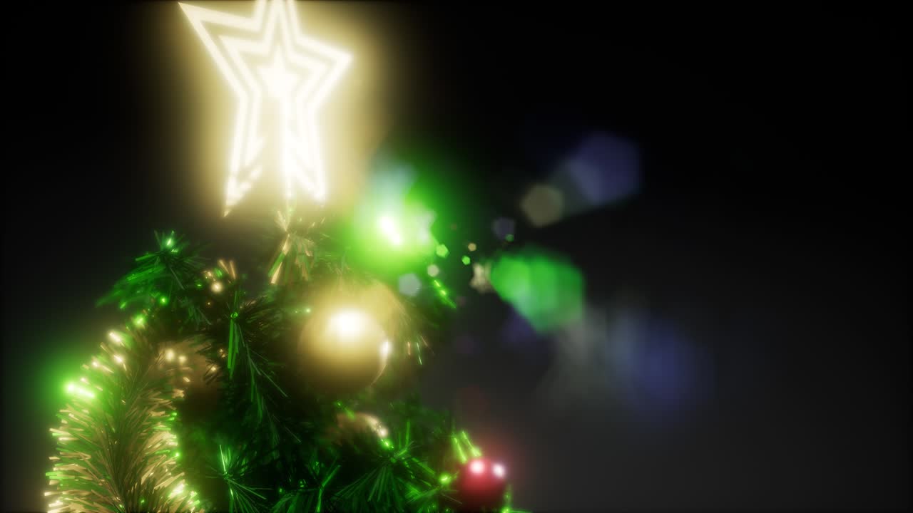 foto de estudio alegre de un árbol de navidad con luces coloridas