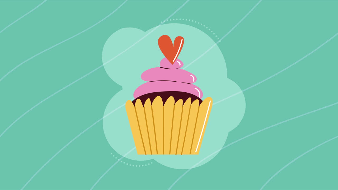 amore nel cuore in animazione cupcake