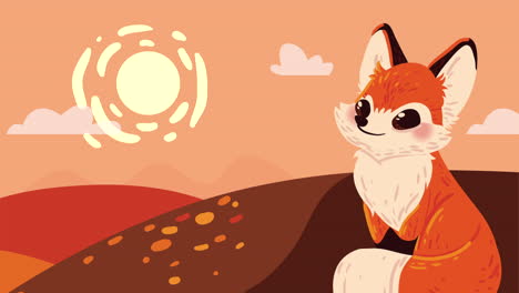 fox animal in autumn animation