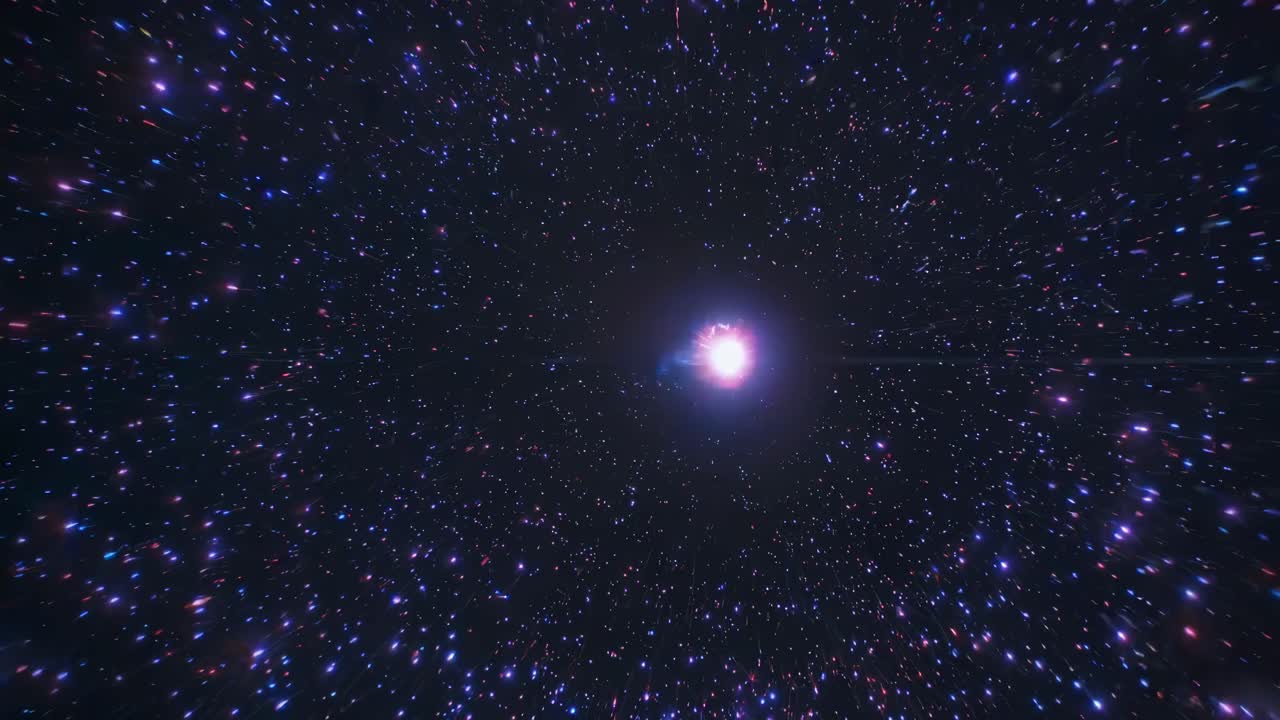 A cosmic video concept with a mesmerizing, kaleidoscopic view of swirling stars and nebulae