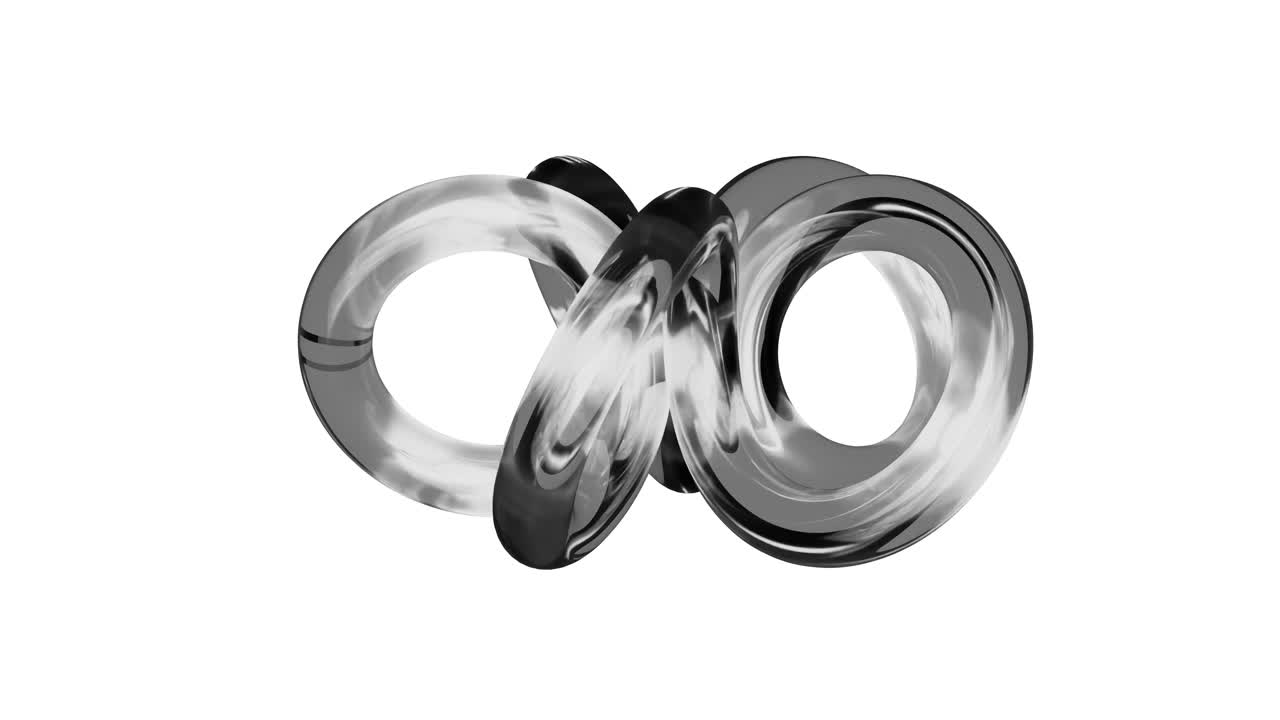 Abstract 3D Metallic Object Rotating on White Background