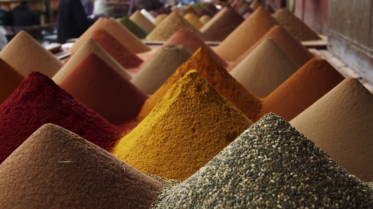 especias coloridas expuestas en un mercado