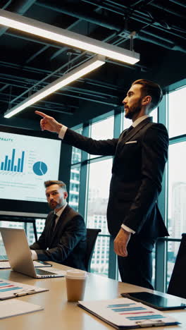 business professionals in a modern office meeting and presentation