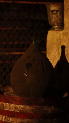 old vases in a dimly lit cellar