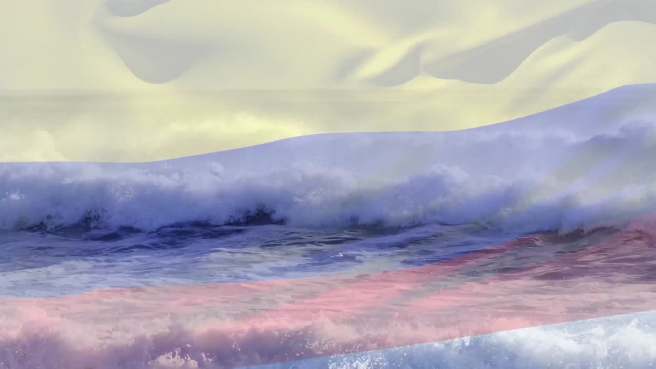 바다의 파도에 맞서 콜롬비아  ⁇ 발을 흔드는 디지털 구성