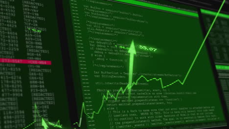 animación de gráfico con flechas sobre el procesamiento de datos en fondo negro