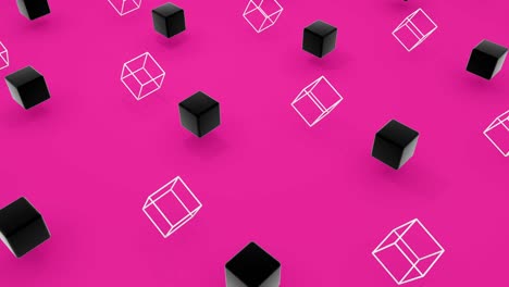 conjunto de diferentes formas de colores de cubos 3d. imágenes de bucle de animación 4k.