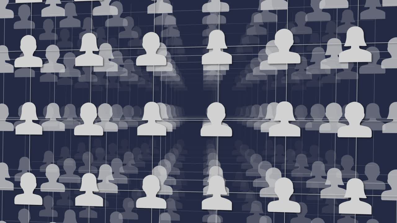 서로 연결된 큰 사회의 추상적인 애니메이션