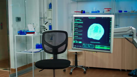 medical brain scan film showing on monitor in neurology medical clinic