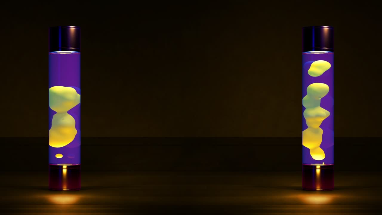 2 lámparas de lava coloridas con telón de fondo de lugar libre - video de bucle