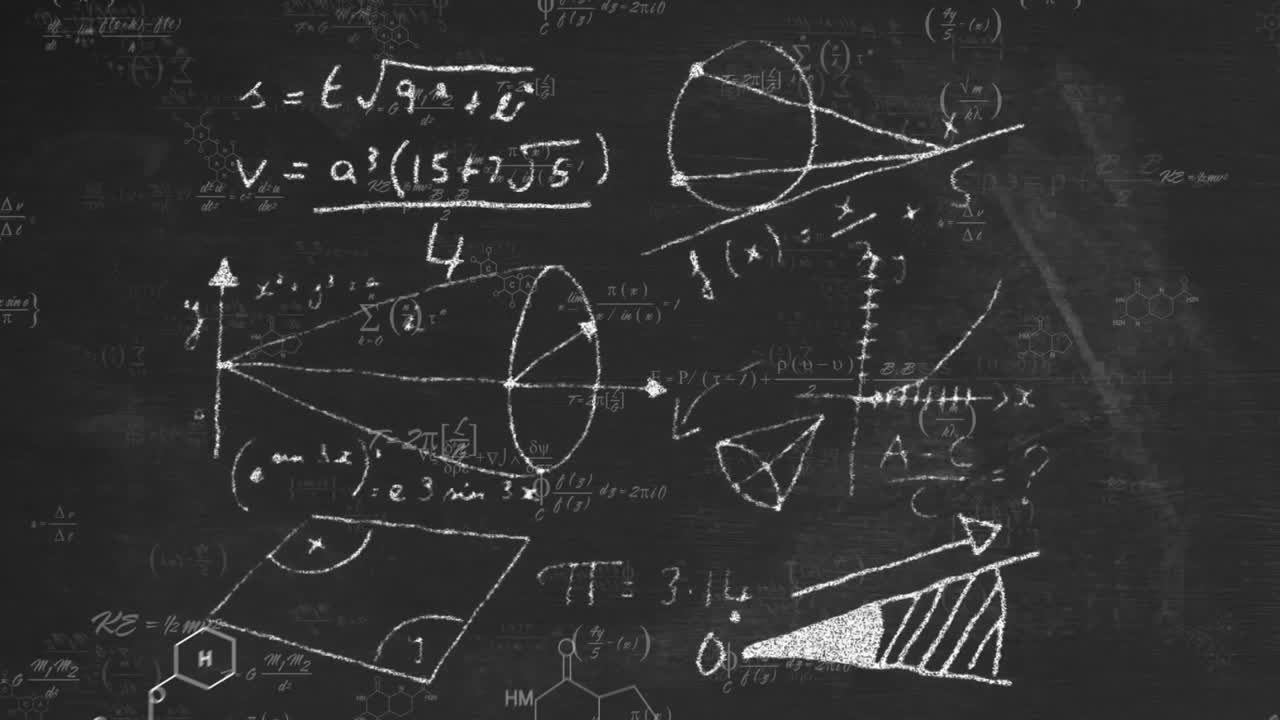 animación del procesamiento de datos matemáticos y científicos sobre un fondo negro.