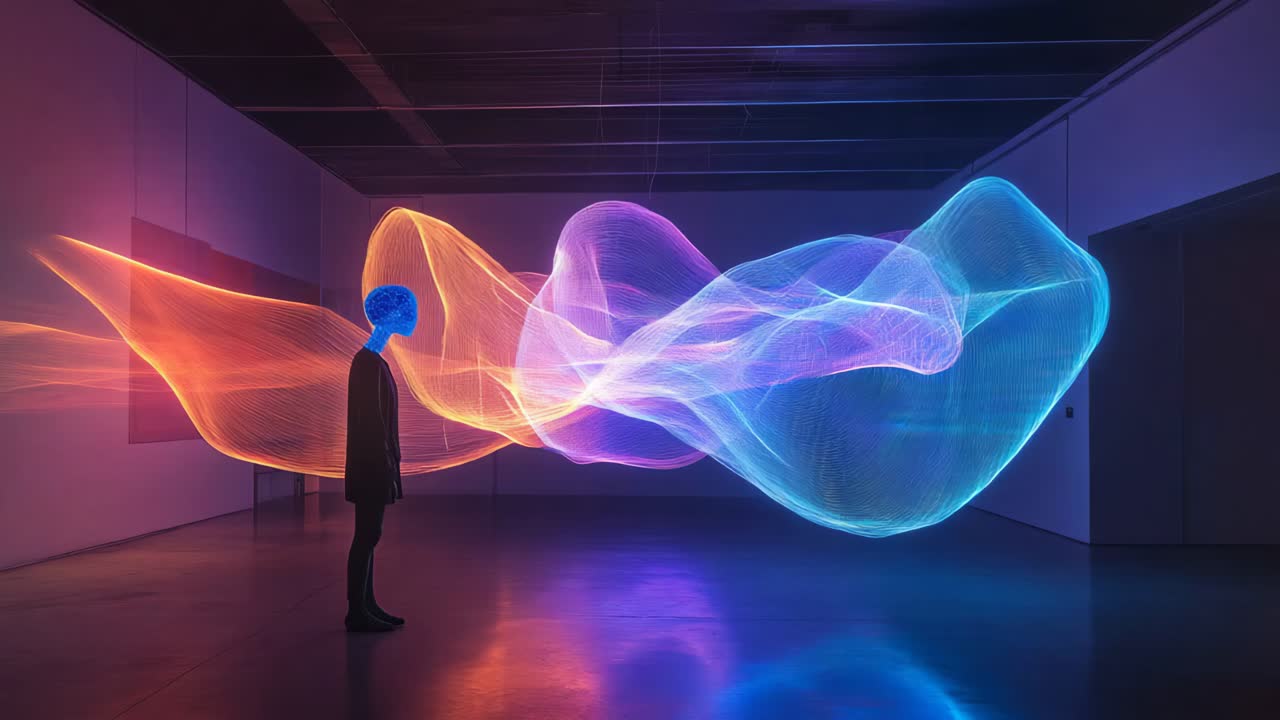 Abstract Light Installation with Figure