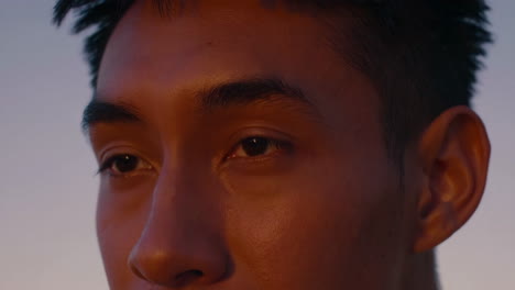 sunset meditation on the beach and close up portrait