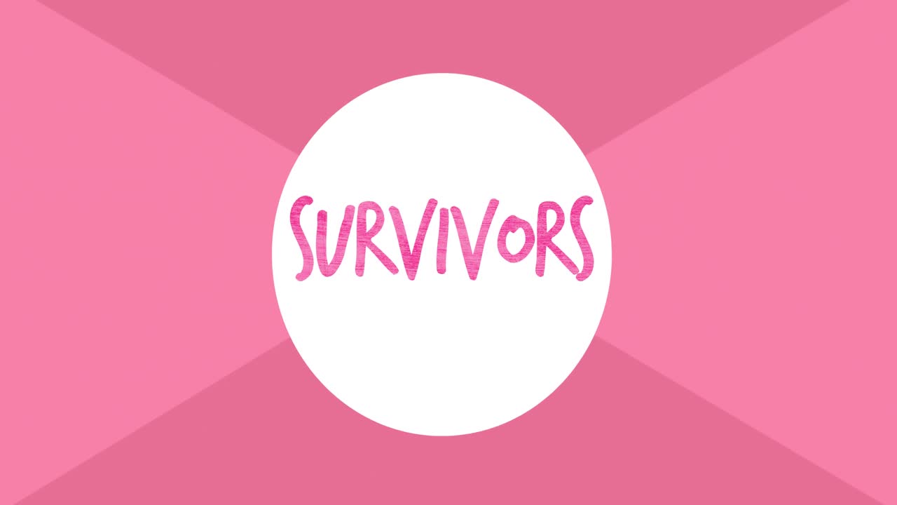 Animation of pink survivors text appearing on pink background
