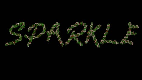 animated christmas wreath typeface letters forming the word sparkle