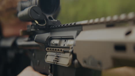 close-up of a modern tactical rifle