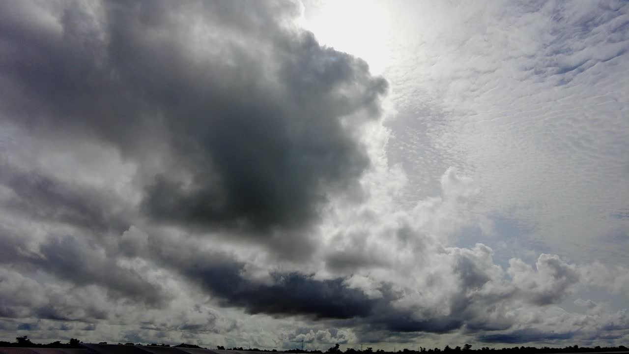 Sunlight Behind Clouded Sky Over Photovoltaic Panels At Solar Farm In Jambur, Gambia, West Africa