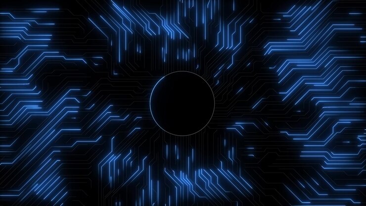Ampio sfondo tecnologico astratto, moderno e futuristico, con circuito stampato per comunicazione digitale hi-tech