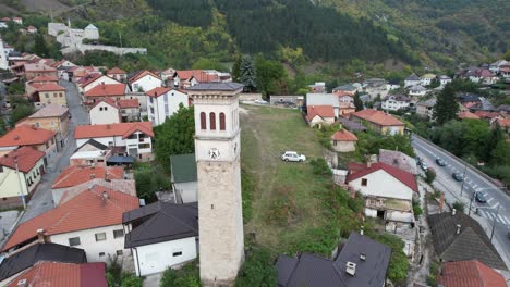 historical building between houses