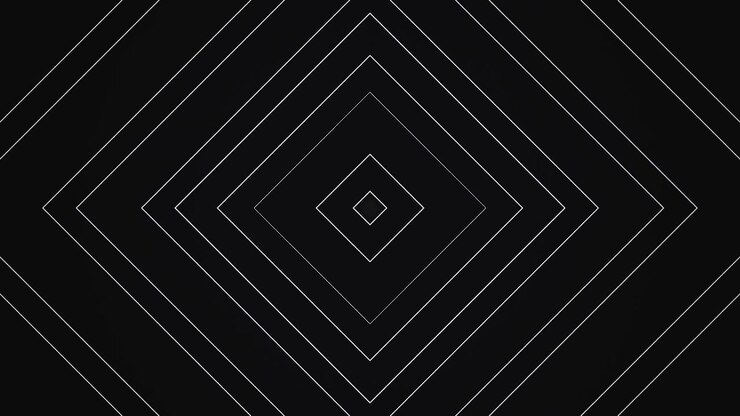 Linjer skaber diamantformer på et mørkt lærred. Bevægelsen antyder dybde og perspektiv og ændrer udseendet med hver vinkel. Dette designlayout tilføjer et moderne præg til det visuelle