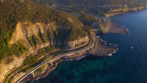 Sea-Cliff-Bridge-With-Cars-Travelling-Along-Beautiful-Coast-Of-Northern-Illawarra-Region-In-New-South-Wales,-Australia