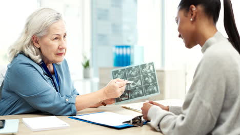doctor, patient and tablet with ultrasound