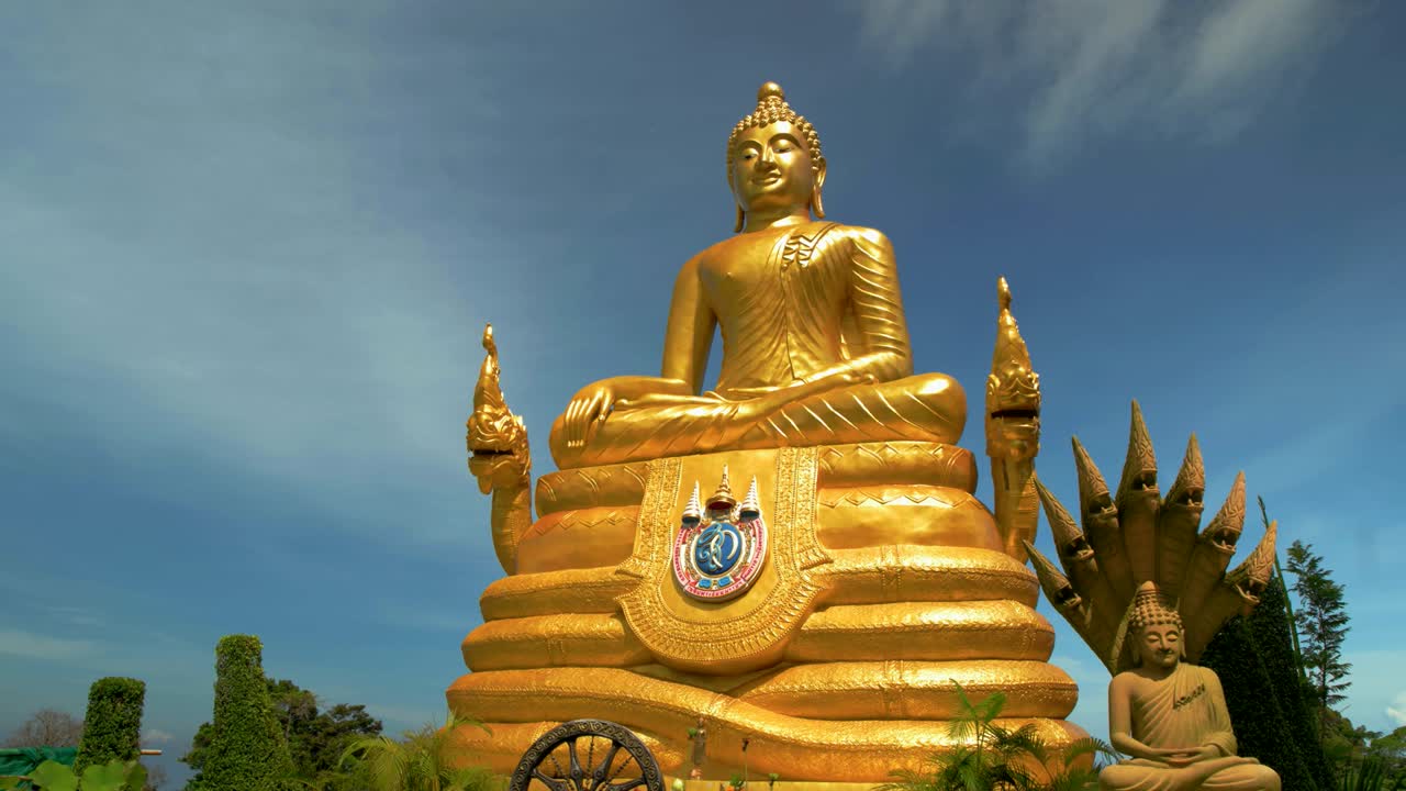 sculpture of the golden buddha. travel to Asia and a tourist place. religious shrine. Buddhism