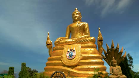 sculpture of the golden buddha. travel to asia and a tourist place. religious shrine. buddhism