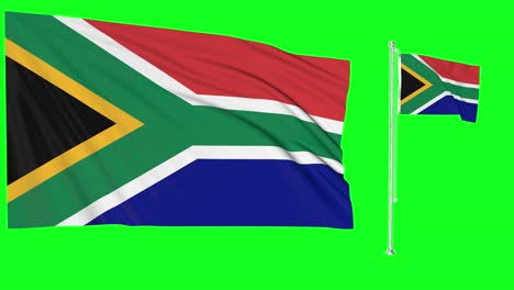 green screen waving south africa flag or flagpole