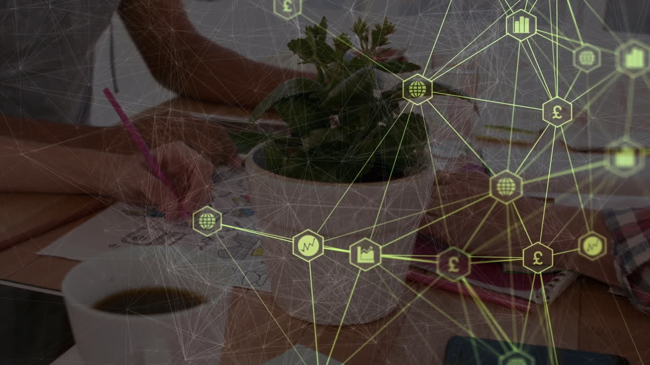 메모를 하는 사람들에 대한 연결 네트워크의 애니메이션