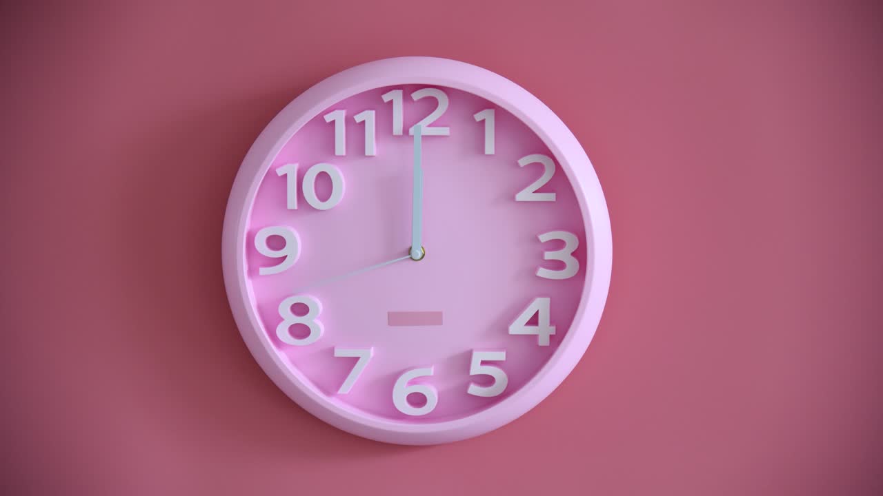 Time lapse of pink clock on pink wall