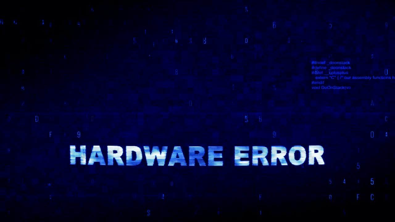 Hardware Error Text Digital Noise Twitch Glitch Distortion Effect Error Animation.